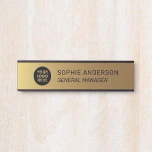 Elegant Gold Custom Logo Name Functietabel Deurbordje
