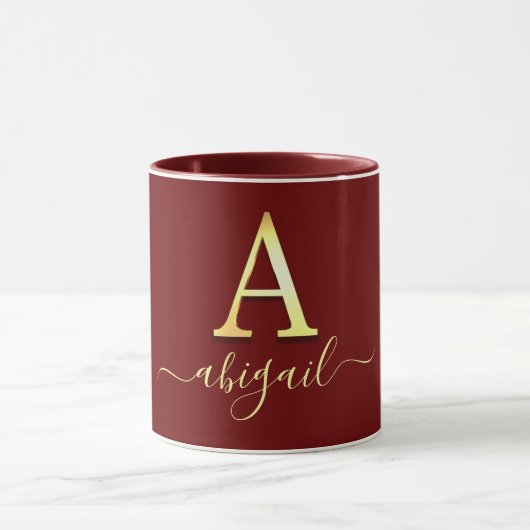 Elegant Gold Custom Monogram A Naam Mok (Midden)