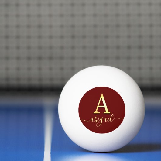 Elegant Gold Custom Monogram A Naam Pingpongbal (Net)