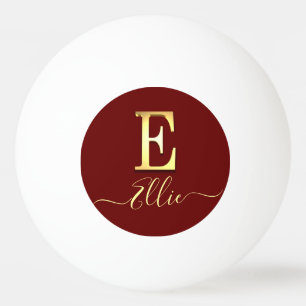 Elegant Gold Custom Monogram E Naam Pingpongbal