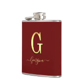 Elegant Gold Custom Monogram G Name Flask Heupfles (Links)