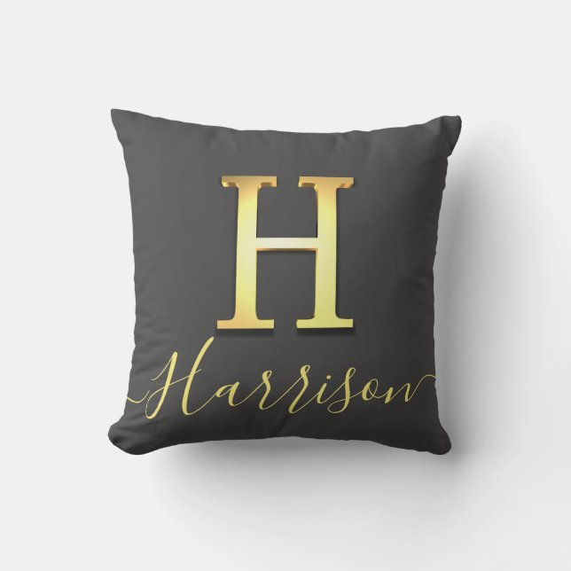 Elegant Gold Custom Monogram H Name Sierkussen (Voorkant)