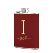 Elegant Gold Custom Monogram I Name Flask Heupfles (Links)