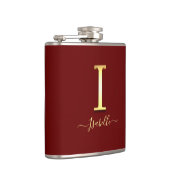 Elegant Gold Custom Monogram I Name Flask Heupfles (Rechts)