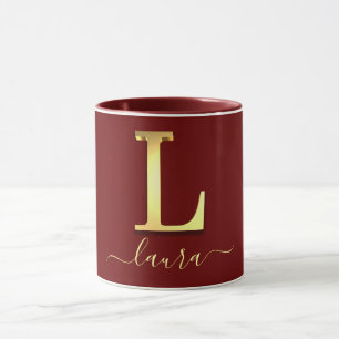 Elegant Gold Custom Monogram L Naam Mok