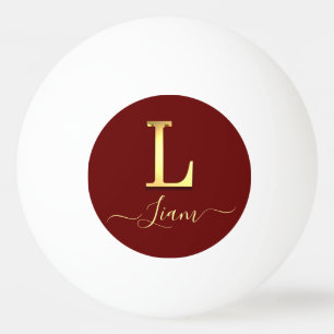 Elegant Gold Custom Monogram L Name Ping Pong Ball