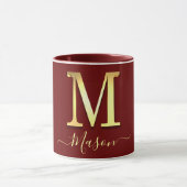Elegant Gold Custom Monogram M Naam Mok (Midden)