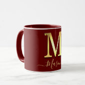 Elegant Gold Custom Monogram M Naam Mok (Voorkant links)