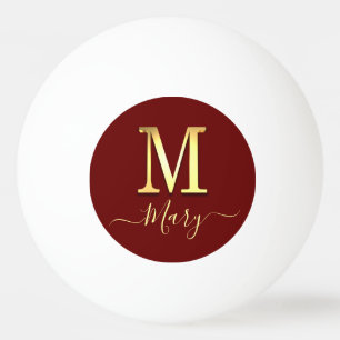 Elegant Gold Custom Monogram M Name Ping Pong Ball