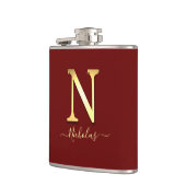 Elegant Gold Custom Monogram N Name Flask Heupfles (Links)