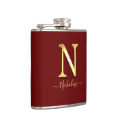Elegant Gold Custom Monogram N Name Flask Heupfles (Rechts)