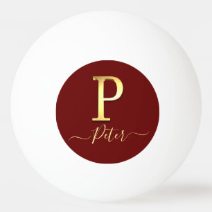 Elegant Gold Custom Monogram P Naam Ping Pong Ball