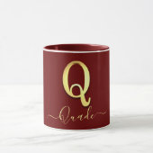 Elegant Gold Custom Monogram Q Naam Mok (Midden)