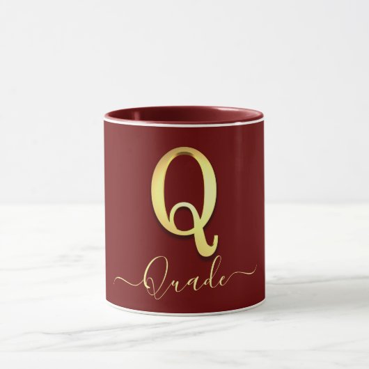 Elegant Gold Custom Monogram Q Naam Mok (Midden)