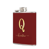 Elegant Gold Custom Monogram Q Name Flask Heupfles (Links)