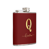 Elegant Gold Custom Monogram Q Name Flask Heupfles (Rechts)