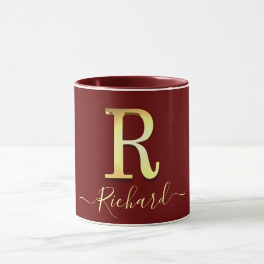 Elegant Gold Custom Monogram R Name Mok (Midden)
