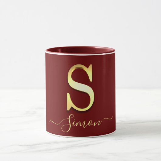 Elegant Gold Custom Monogram S Name Mok (Midden)