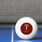 Elegant Gold Custom Monogram T Name Ping Pong Ball (Net)