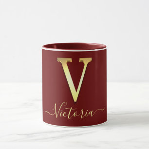 Elegant Gold Custom Monogram V Name Mok