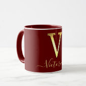 Elegant Gold Custom Monogram V Name Mok (Voorkant links)