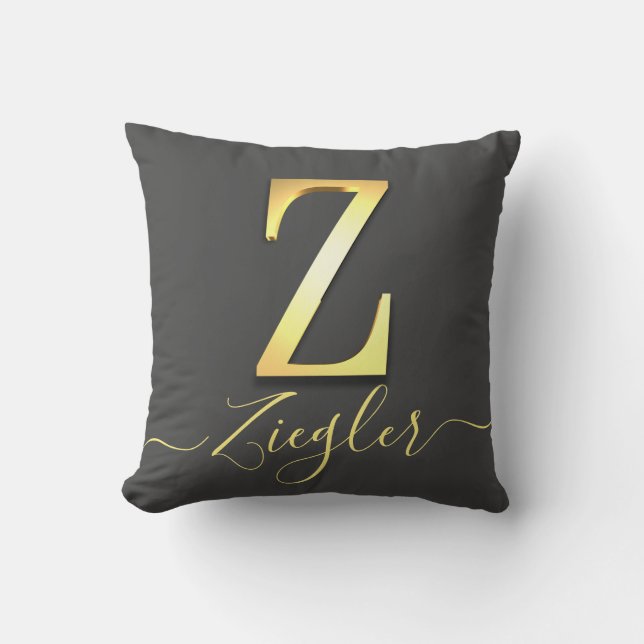 Elegant Gold Custom Monogram Z Name Sierkussen (Voorkant)