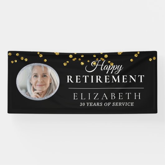 Elegant Gold Custom Photo Retirement Party Banner (Horizontaal)