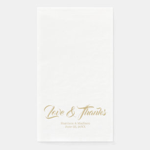 Elegant Gold custom script Love & Bedankt bruiloft Servet