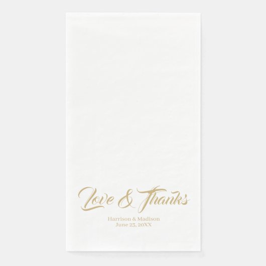 Elegant Gold custom script Love & Bedankt bruiloft Servet (Voorkant)