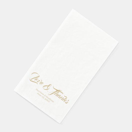 Elegant Gold custom script Love & Bedankt bruiloft Servet (Hoek)