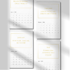 Elegant Gold Cute Quote Calendar 2026 Kalender