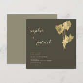 Elegant Gold Daffodils minimalistisch lentuwhuweli Kaart (Voorkant / Achterkant)