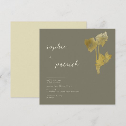 Elegant Gold Daffodils Modern Spring Wedding Kaart (Voorkant / Achterkant)