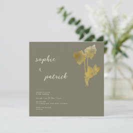 Elegant Gold Daffodils Modern Spring Wedding Kaart