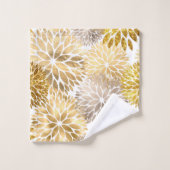 Elegant Gold Dahlia Floral Bad Handdoek (Wasdoekje)