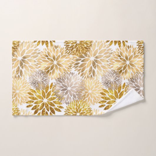 Elegant Gold Dahlia Floral Bad Handdoek (Handdoek)