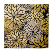 Elegant Gold Dahlia Floral Tegeltje (Voorkant)