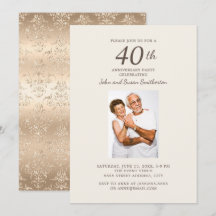 Elegant Gold Damask 40th Wedding Jubileum Foto
