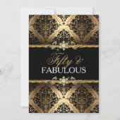 Elegant Gold Damask 50 en Fabulous Invite Kaart (Voorkant)