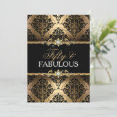 Elegant Gold Damask 50 en Fabulous Invite Kaart (Staand voorkant)