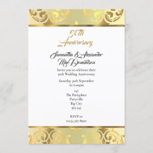 Elegant Gold damask 50 jaar bruiloft Kaart
