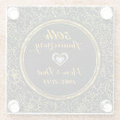 Elegant Gold Damask 50e Jubileum Glazen Onderzetter (Achterkant)