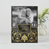 Elegant Gold Damask 50th Wedding Jubileum Kaart (Staand voorkant)