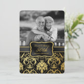 Elegant Gold Damask 50th Wedding Jubileum Kaart (Staand voorkant)