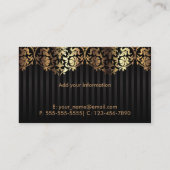 Elegant Gold Damask Black Sjabloon Visitekaartje (Achterkant)