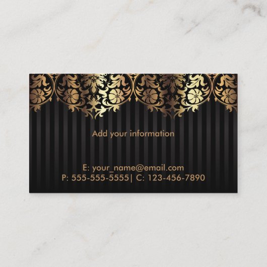 Elegant Gold Damask Black Sjabloon Visitekaartje