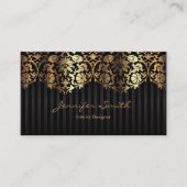 Elegant Gold Damask Black Sjabloon Visitekaartje (Voorkant)