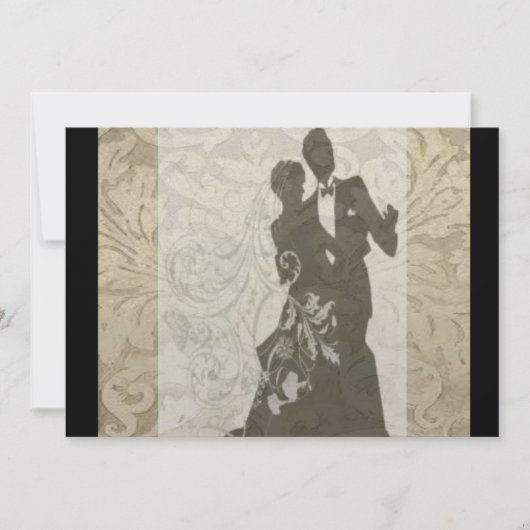 Elegant Gold Damask bruiloft Uitnodiging (Voorkant)