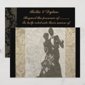 Elegant Gold Damask bruiloft Uitnodiging (Voorkant / Achterkant)