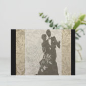 Elegant Gold Damask bruiloft Uitnodiging (Staand voorkant)